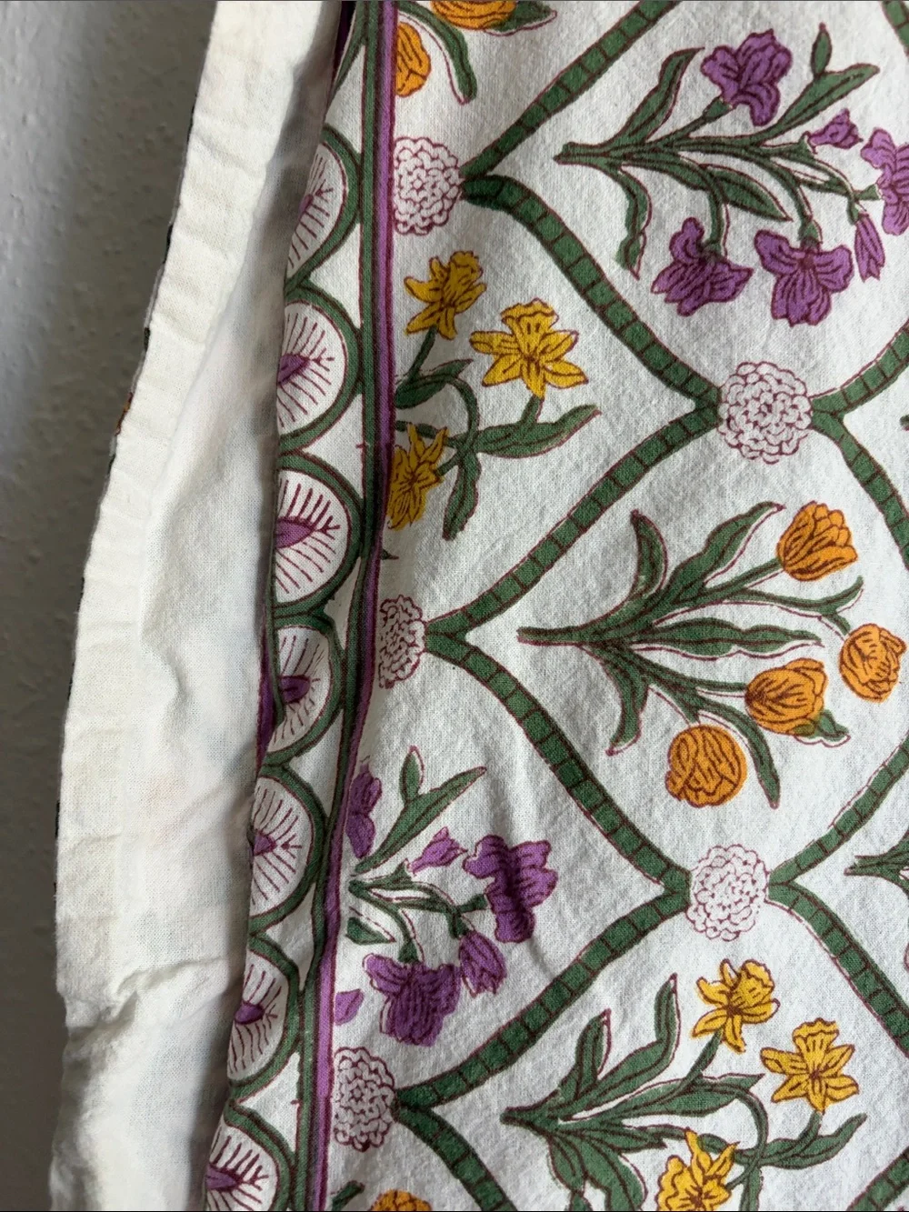 Saffron Marigold Floral Block Print Standard Pillow Case Sham Cover 100% Cotton